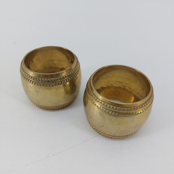 MCM Brass Napkin Rings Classic 1990's Dining Home Decor Set of 2 - Picture 7 of 9